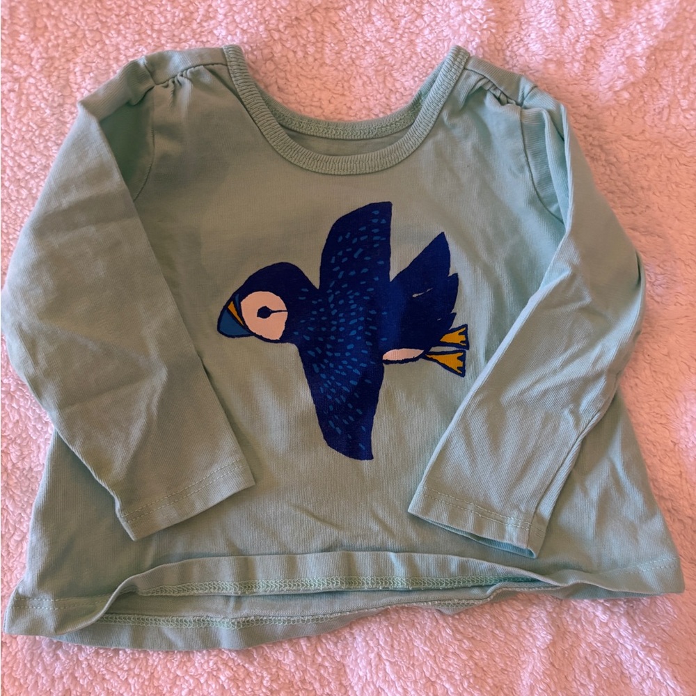 Tea Collection Green Bird Print Long Sleeve Shirt